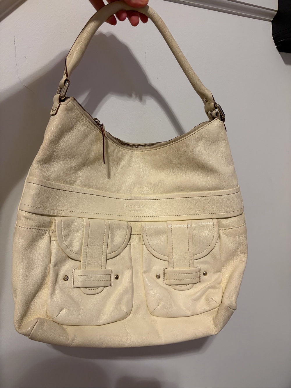 Vintage kate spade Cream Leather Hobo Bag